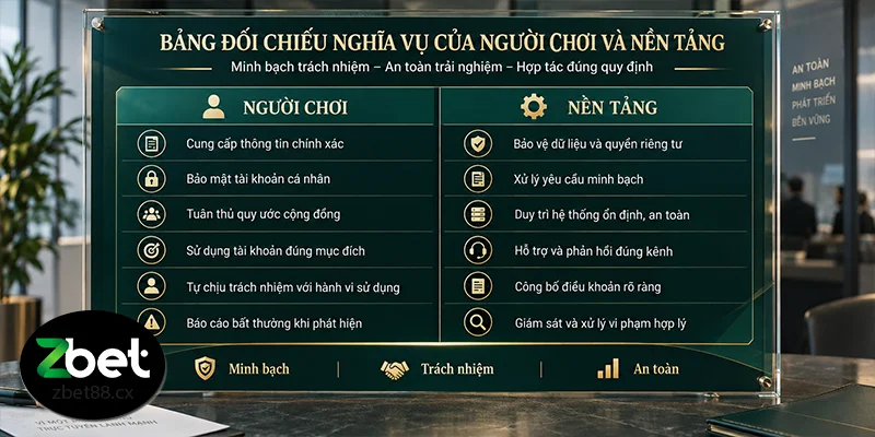 Bảng đối chiếu nghĩa vụ của người chơi và nền tảng