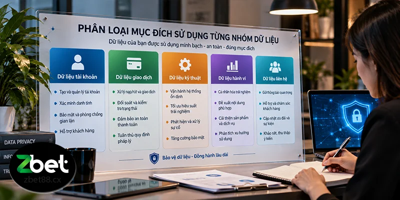Bảng phân loại mục đích sử dụng từng nhóm dữ liệu